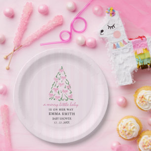 merry little christmas doodle tree baby shower paper plates
