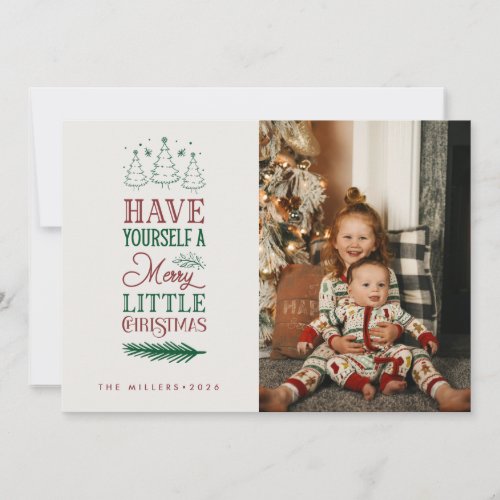 Merry Little Christmas  Family Photo Christmas  Holiday Card