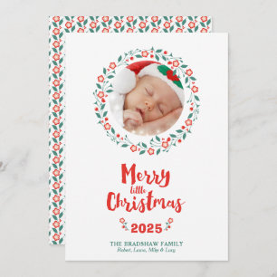Merry Little Christmas Floral Frame Christmas Card