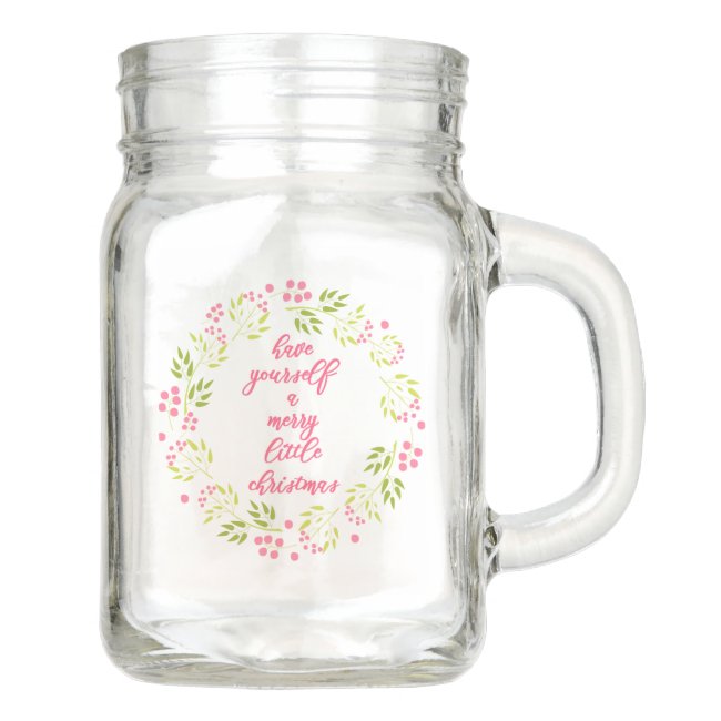 Merry little Christmas - Flower Wreath Mason Jar