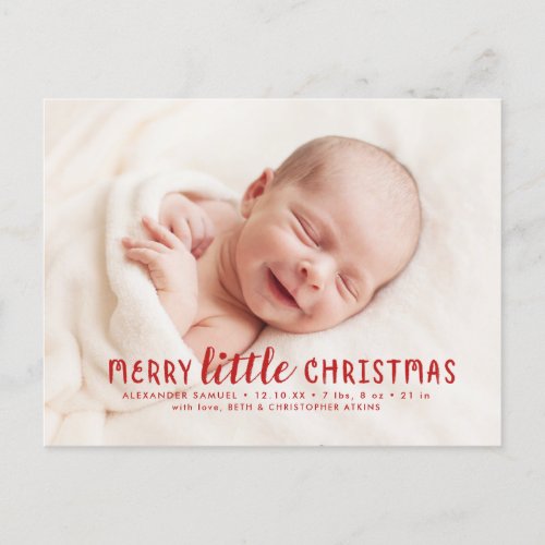 Merry Little Christmas Holiday Birth Announcement