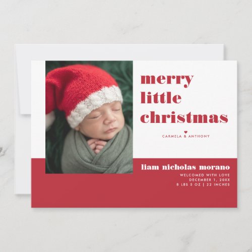 Merry Little Christmas Holiday Birth Announcement