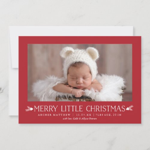 Merry Little Christmas Holiday Birth Announcement