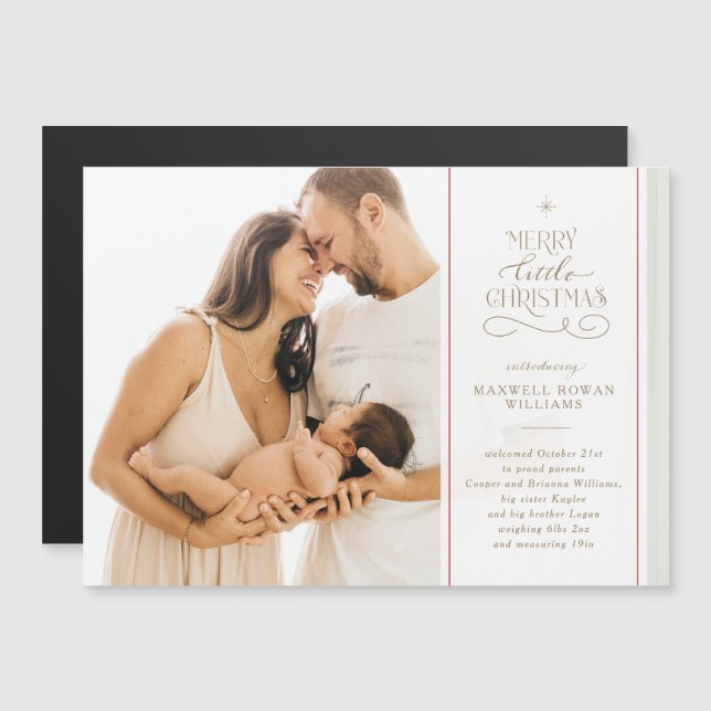 Merry Little Christmas Holiday Birth Announcement (Front/Back)