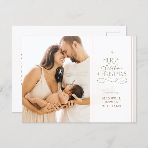 Merry Little Christmas Holiday Birth Announcement Postcard