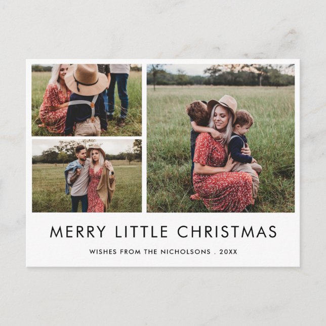 Merry Little Christmas | Holiday Elegant Photo Postcard (Front)