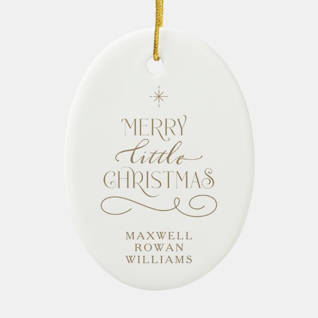 Merry Little Christmas Holiday New Baby Ornament (Front)