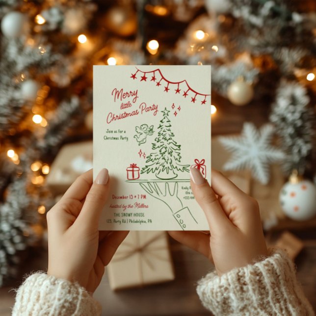 Merry Little Christmas Holiday Party Hand drawn Announcement (Creator Uploaded)