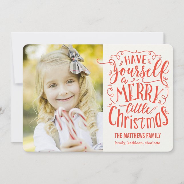 Merry Little Christmas Holiday Photo Card (Front)