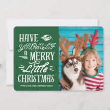 Merry Little Christmas Holiday Photo Card (Green)