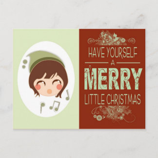 merry little christmas holiday postcard