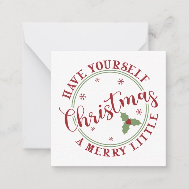 Merry Little Christmas Holly Holiday Note Card (Front)