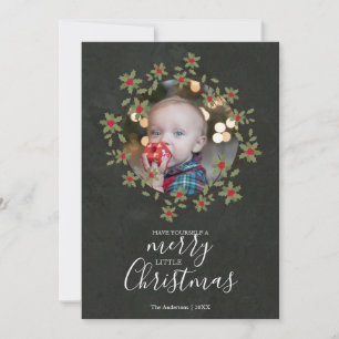 Merry Little Christmas Holly Wreath Photo