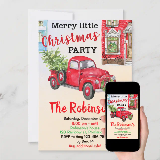 Merry little christmas invitation Christmas party | Zazzle