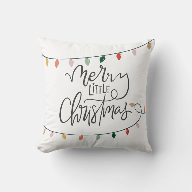 Merry Little Christmas Lights Throw Pillow (Front)