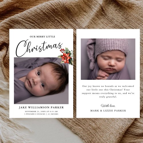 Merry Little Christmas Mistletoe Baby Photo Birth  Announcement