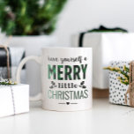 Merry Little Christmas Modern Green Buffalo Plaid Two-Tone Coffee Mug<br><div class="desc">This festive coffee mug features a modern "Have yourself a merry little Christmas" typography design with holiday greenery,  heart,  and buffalo plaid accents. Stylish forest green and black color scheme. Shop our store for more colors!</div>