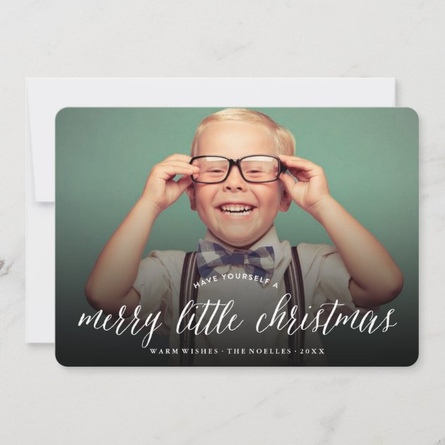Merry Little Christmas Modern Holiday Photo Card