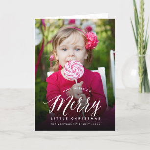 Merry Little Christmas Modern Typography Photo Holiday Card
