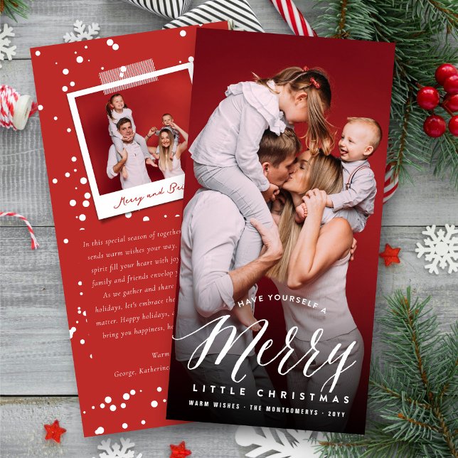 Merry Little Christmas Modern Typography Photo Holiday Card (Creator Uploaded)