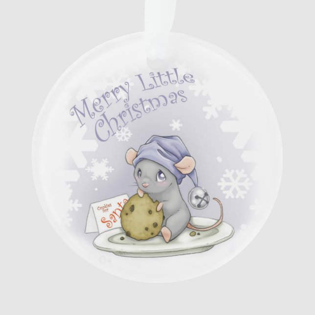 Merry Little Christmas Mouse Ornament (Front)