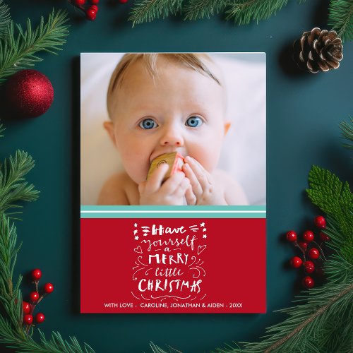 Merry Little Christmas New Baby Photo Holiday Card