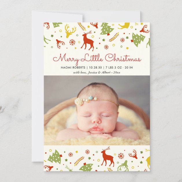 Merry Little Christmas New Born Baby First Xmas Holiday Invitation