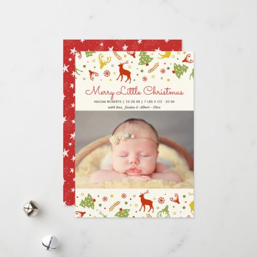 Merry Little Christmas New Born Baby First Xmas Holiday Card