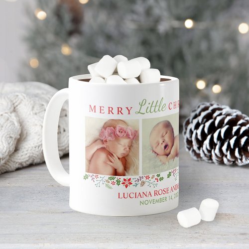 Merry Little Christmas Newborn Baby Girl Photo Coffee Mug