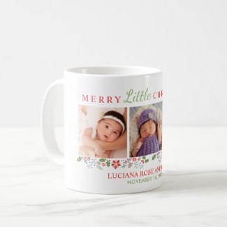 Merry Little Christmas Newborn Baby Photo Holiday Coffee Mug