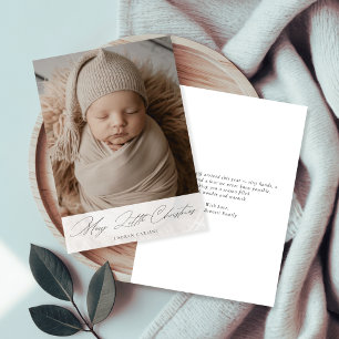 Merry Little Christmas Newborn Cute Baby Photo Holiday Card