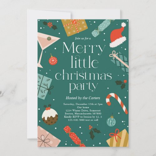 Merry Little Christmas Party Holiday Party Invitation