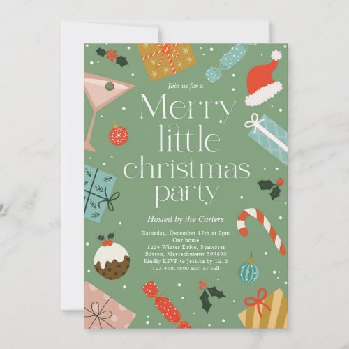 Merry Little Christmas Party Holiday Party Invitation