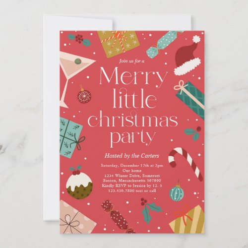 Merry Little Christmas Party Holiday Party Invitation