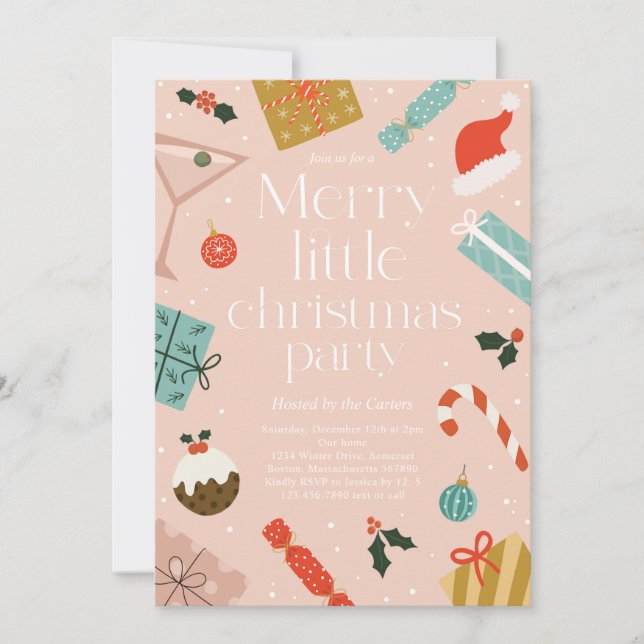 Merry Little Christmas Party Holiday Party Invitation (Front)