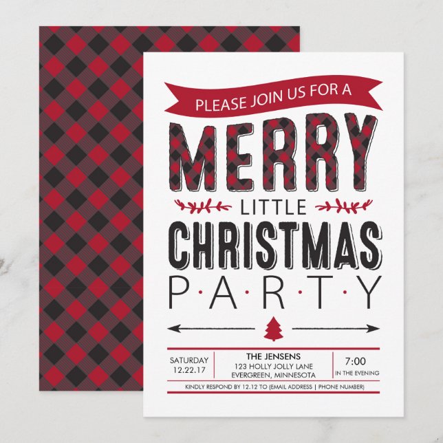 Merry Little Christmas Party Invitation (Front/Back)