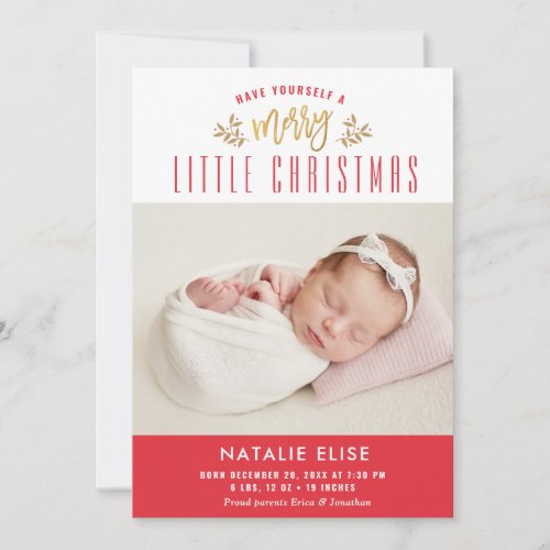 MERRY LITTLE CHRISTMAS  photo birth announcement