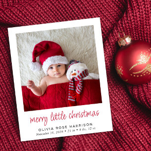 Merry Little Christmas Photo Birth Announcement