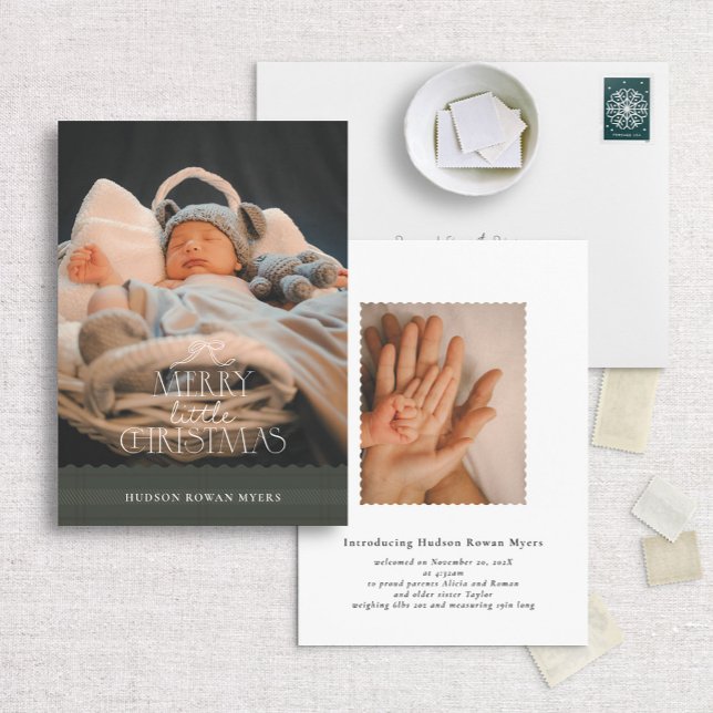 Merry Little Christmas Photo Birth Announcement (Creator Uploaded)