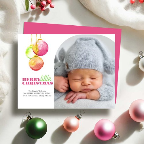 Merry Little Christmas Photo Birth Announcements