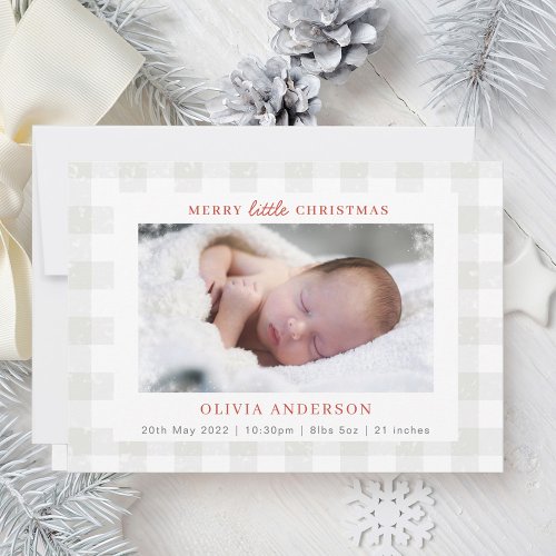Merry Little Christmas Photo Collage Holiday Birth Announcement