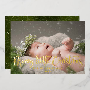 Merry Little Christmas Photo Foil Holiday Card
