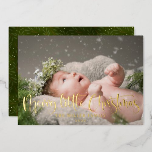 Merry Little Christmas Photo Foil Holiday Card