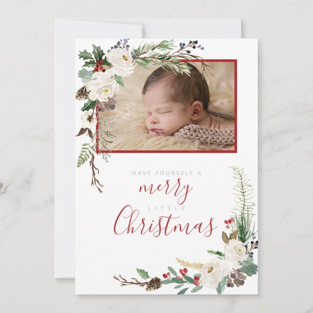 Merry Little Christmas Photo Image Greeting Cards (Front)