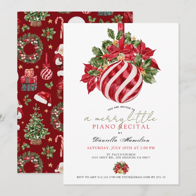 Merry Little Christmas Piano Recital Invitation (Front/Back)