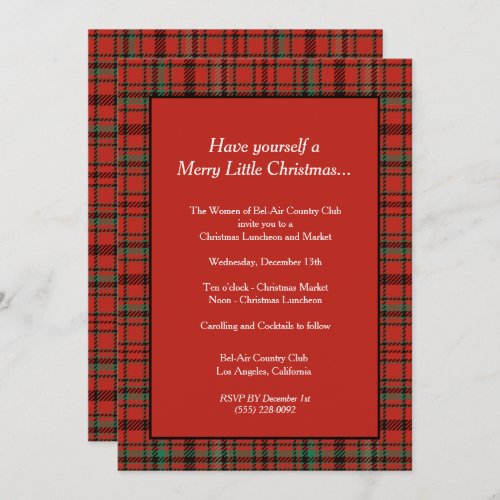 Merry Little Christmas Plaid Party Invitation