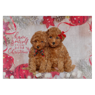Merry Little Christmas Poodle Puppies Cutting Board