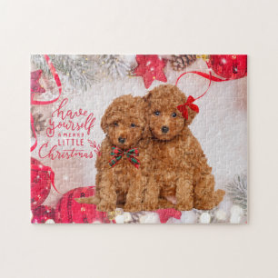 Merry Little Christmas Poodle Puppies  Jigsaw Puzzle