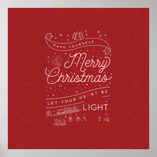 Merry Little Christmas Poster 24x24  Red