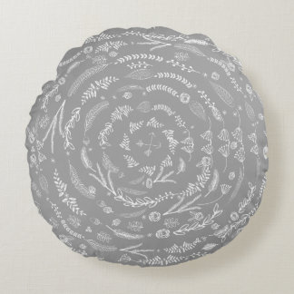 Merry Little Christmas Red and Gray Crossed Arrows Round Pillow